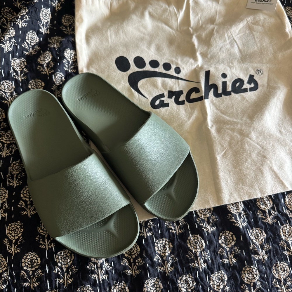 Archies Green Slide Sandals